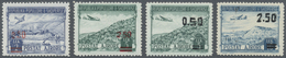 **/ Albanien: 1952/1953, Flugpostmarken Mit Roten Und Mit Schwarzem Aufdruck Als Zwei Postfrische Sätze. - Albania