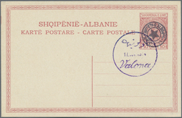 GA Albanien - Lokalausgaben: 1914, VALONA: 10 Q. Red Postal Stationery Card With Double Circle Ovp "POS - Albanië