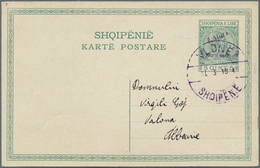 GA Albanien - Ganzsachen: 1914, 5 Q. Green Postal Stationery Card With Ovp "7.Mars / 1491 RROFTE MBRETI - Albania