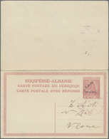 GA Albanien - Ganzsachen: 1914, 10 / 10 Q. Red Postal Stationery Reply Card With Attached Reply Part, O - Albania