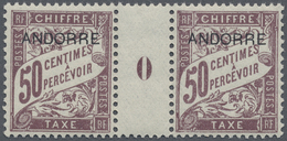 ** Andorra - Französische Post - Portomarken: 1930. Postage Due 50c Lilac "ANDORRE" In A Pair Millésime - Briefe U. Dokumente