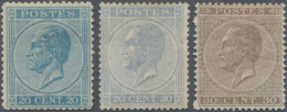 * Belgien: 1865/1866, Definitives Leopold I, 20c. Light Blue Perf. 14½, 20c. Ultramarine Perf. 15, 30c - Sonstige & Ohne Zuordnung