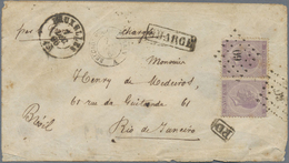 Br Belgien: 1865, 1 Fr Bright Violet, Horizontal Pair, Tied By Numeral Cancel "60", Multiple Franking O - Altri & Non Classificati