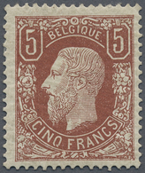 * Belgien: 1878, King Leopold II, 5 Fr. Red Brown, Unused Very Fine Copy, Well Centered With Hinged Tr - Autres & Non Classés