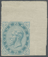 ** Belgien: 1883, König Leopold II. 25 C. Hellblau UNGEZÄHNT Aus Der Rechten Oberen Bogenecke, Postfris - Sonstige & Ohne Zuordnung