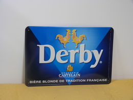 Plaque En Métal "BIERE DERBY" - Placas En Aluminio (desde 1961)