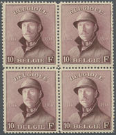 **/ Belgien: 1919/1920, King Albert I With Helmet, 10 Fr. Mnh As Block Of Four. Perfect Centered Stamps. - Autres & Non Classés