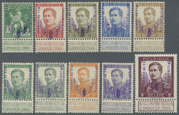 * Belgien - Eisenbahnpaketmarken: 1915, Winged Wheel Overprints, 5c. To 5fr., Set Of Ten Values, Fresh - Bagages [BA]