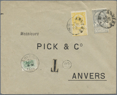Br Belgien - Portomarken: 1894, Bisected Due-stamp 10 C Green On Envelope Bearing 1 C Grey And 2 C Yell - Briefe U. Dokumente