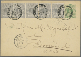 GA Belgien - Ganzsachen: 1886, 5 C Green Postal Stationery Card, Uprated With 5 X 1 C Grey, Sent From A - Andere & Zonder Classificatie