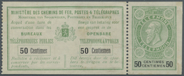 GA Belgien - Ganzsachen: Ca. 1897, Telephone Billet 50 Cent Leopold II, Heavily Hinged. - Autres & Non Classés