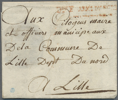 Br Belgien - Französische Armeepost: 1795, "D.ON. F ARM.S. DU NORD", Straight Line In Red, Clear Strike - Other & Unclassified