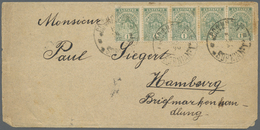 Br Bulgarien: 1896, 1st. Green, Horiz. Strip Of Five On Wrapper From "SOFIA 8/7 96" To Hamburg/Germany, - Storia Postale
