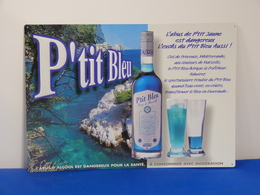 Plaque En Métal "P'TIT BLEU" Pastis De Marseille. - Plaques En Tôle (après 1960)