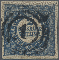 O Dänemark: 1851, 2 Rigsbankskilling, Blue, Ferslew Printring, Recess Printed Burelage. The Stamp Was - Brieven En Documenten