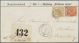 Br Dänemark: 1864, 4 Sk. Red And 8 Sk. Yellow-brown On Fresh Money-letter Sent From "KJOBENHAVN 14/7 18 - Lettres & Documents
