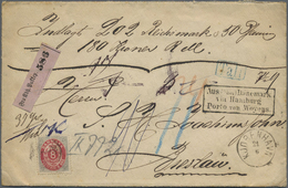 Br Dänemark: 1875, Einzelfrankatur 8 Öre Auf Geldbrief über 202 Reichmark Mit Paketzettel "Fra Kbh.Pakk - Briefe U. Dokumente