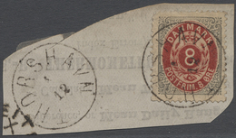 Brfst Dänemark - Färöer: 1875, Dänemark 8 Öre Rosakarmin/grau (gez. 14 : 13 1/2) Auf Kleinem Briefstück In - Faeroër