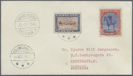 Br Dänemark - Grönland: 1953, Portogerechter Lp-Brief Von "Tingmiarmiut 14.10.53" Nach Kopenhagen, Ank. - Storia Postale