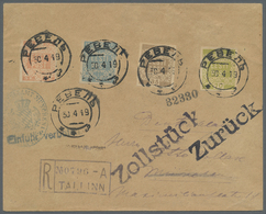 Br Estland: 1919: Registered Letter To München, Germany. 5 , 15, 25 And 70 Kop All Tied By Kyrillic "RE - Estonia