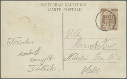 Estland: 1920, 35p. Brown, Top Marginal Copy On Ppc (glueing Marks) Oblit. By Mute Circular Postmark - Estonie