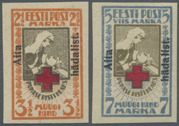* Estland: 1923, Wohlfahrtsausgabe 'Rotes Kreuz' 2½ M Und 7 M Mit Aufdruck 'Aita Hädalist', Ungebrauch - Estonia