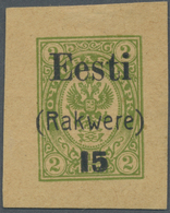 (*) Estland - Lokalausgaben: Rakwere (Wesenberg): 1918, 15 On 2kop. Green Stationery Cutout, Unused No G - Estonia