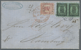 Br Finnland: 1866, 8 Pen. Black,a Pair On Ordinary Green Paper (right Stamp Perf. Faults, Others Superb - Briefe U. Dokumente