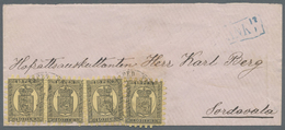 Br Finnland: 1866, 10 Pen. Black On Ordinary Straw-yellow Paper, Perf. III / C (1870), A Horizontal Pai - Brieven En Documenten