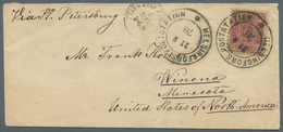 Br Finnland: 32 P. Karmin Einzelfrankatur 1878 Von Helsingfors Nach Minnesota/USA, Post Vor 1880 Nach Ü - Storia Postale