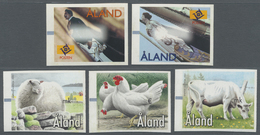 ** Finnland - Alandinseln: Machine Labels: 1997/2002, Five Designs Without Imprint Of Value Each, Unmou - Aland