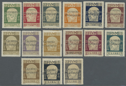 * Fiume: 1921, Provisional Government Overprint, 5c. To 10l., Complete Set Of 15 Values (55c. And 10l. - Fiume