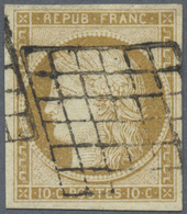 O Frankreich: 1850, 10 C. Yellow-brown, Good To Wide Margins All Around, Used, Very Fine, Signed Pfenn - Gebruikt