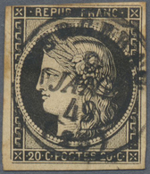 O Frankreich: 1849, 20c. Black On Yellow, Fresh Colour, Touched A Top Otherwise Full Margins, Toned An - Gebruikt