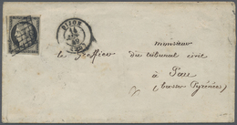 Br Frankreich: 1849, 20c. Black, Fresh Colour, Good Margins, On Cover With Grid Rhombic Cancellation An - Gebraucht