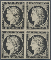 */** Frankreich: 1849 Ceres 20 C. Schwarz Im Viererblock Auf Weißgelblichem Papier, Ungebraucht Mit Origi - Used Stamps