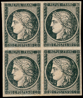 /(*) Frankreich: 1849, 20c. Black, Essay On Ungummed Paper, Block Of Four. - Oblitérés