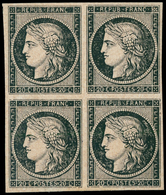 /(*) Frankreich: 1849, 20c. Black, Essay On Ungummed Paper, Block Of Four. - Used Stamps