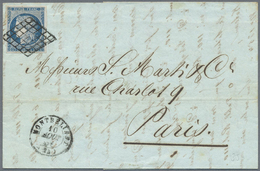 Br Frankreich: 1850, 25c. Blue, Two Lettersheets Bearing Single Franking Each (different Shades): 25c B - Gebruikt