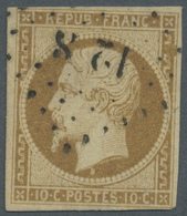 O Frankreich: 1852, 10 C. Hellbraungelb, Neudruck, Gut Randiges Gestempeltes Exemplar - Used Stamps