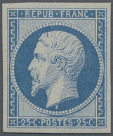 * Frankreich: 1862, Napoléon 20 C. Blue Unused Reimpression "Sir Rowland Hill", Good Margins All Aroun - Usati