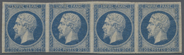 * Frankreich: 1853, Napoléon 20 C. Blue, Unused Horizontal Strip Of 4 Small Shortages On Reverse. (Yve - Gebruikt