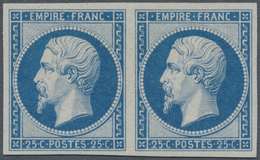 /** Frankreich: 1853/1863 Reprint Of 1853 Napoleon 25c. Blue Horizontal Pair, Mint Never Hinged, Fresh A - Oblitérés
