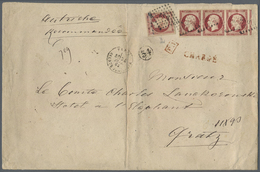 Br Frankreich: 1853, Napoléon 80 C. Carmine, Horizontal Strip Of Three With Good To Large Margins All A - Gebruikt