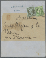 Br Frankreich: 1864, 1c. Olive On Bluish And 5c. Green "Empire Dt", Correct 6c. Rate On Printed Matter - Oblitérés