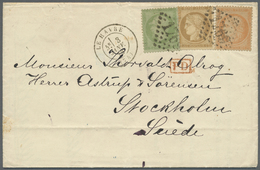 Br Frankreich: 1872, 5c. Green "Empire Dt.", 40c. Orange "Siege" And 15c. Bistre "small Cipher" (slight - Oblitérés