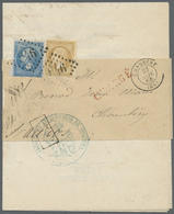 Br Frankreich: 1866, Empire Dt., 10c. Bistre And 20c. Blue, Correct 30c. Rate Clearly Oblit. By GC "846 - Gebruikt