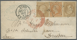 Br Frankreich: 1867, Empire Dt., 10c. Bistre (2) And 40c. Orange, 60c. Rate On Lettersheet From Paris T - Oblitérés