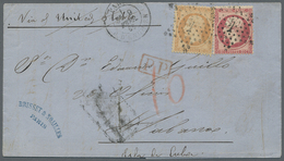 Br Frankreich: 1866, 40c. Orange And 80c. Carmine "Empire Dt." On Lettersheet From Paris To Havanna, Ob - Gebruikt