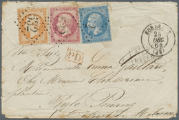 Br Frankreich: 1864. Envelope (flap Missing, Toned, Creased) Addressed To Poulo Penang, Malacca Bearing - Gebruikt